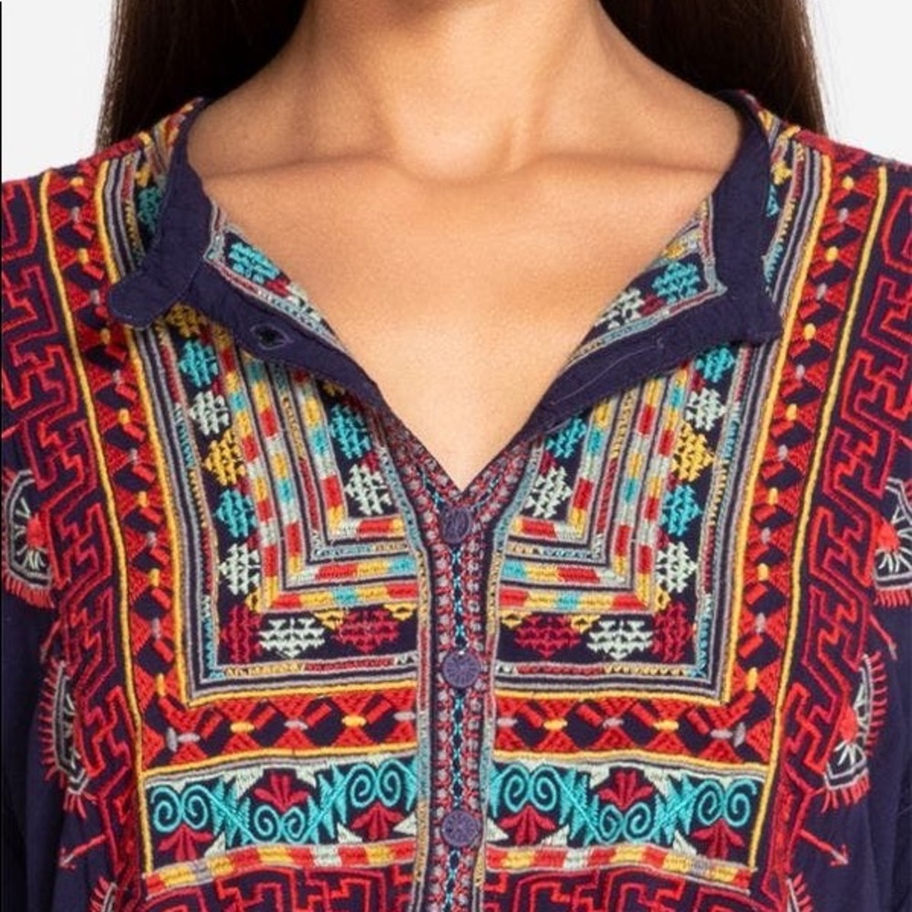 Johnny Was Biya Sucia Challis Blouse Embroidered Long Sleeve Tunic Large - Picture 3 of 15
